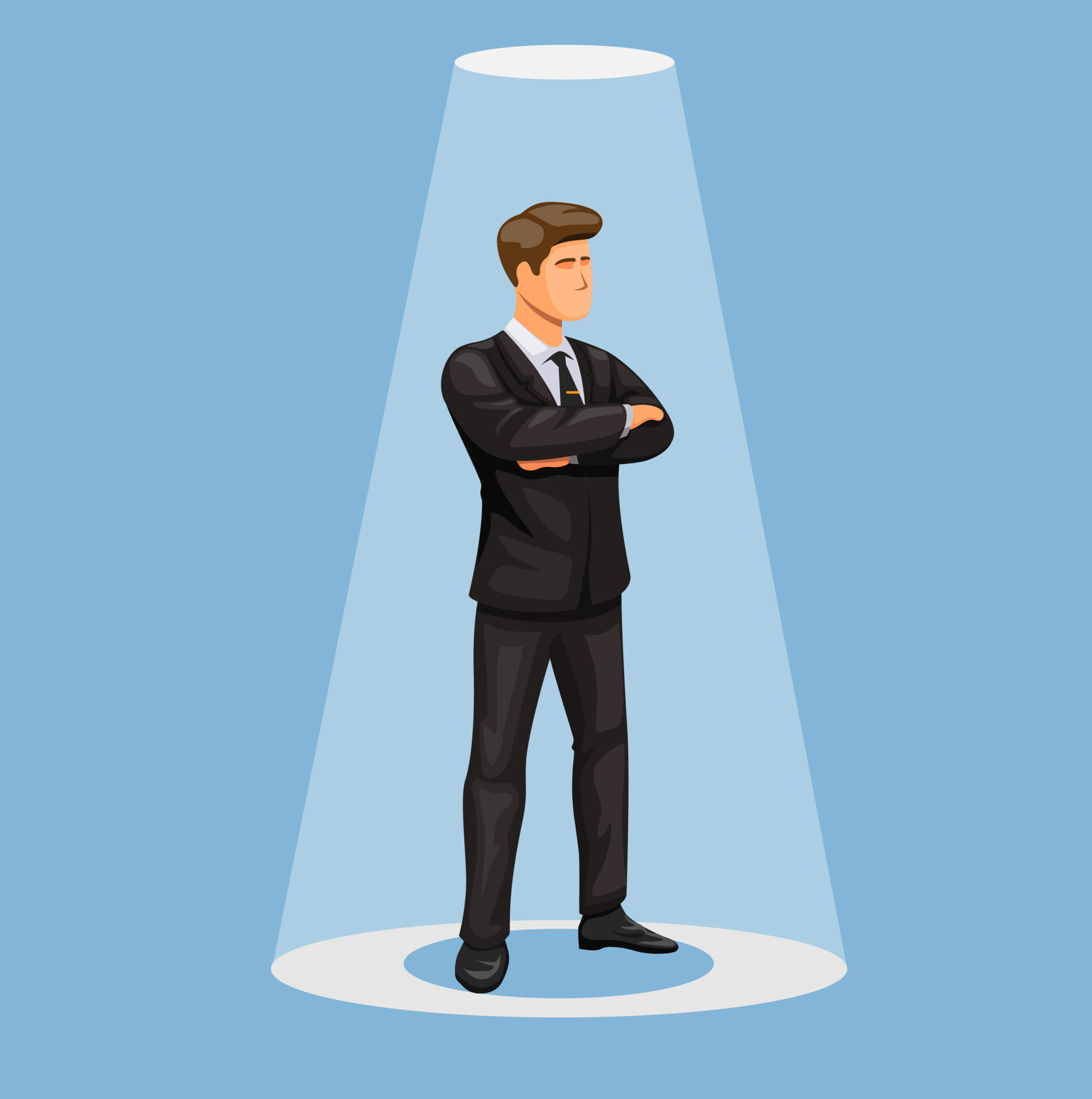 man-in-tuxedo-standing-under-spotlight-professional-businessman-character-concept-illustration-vector